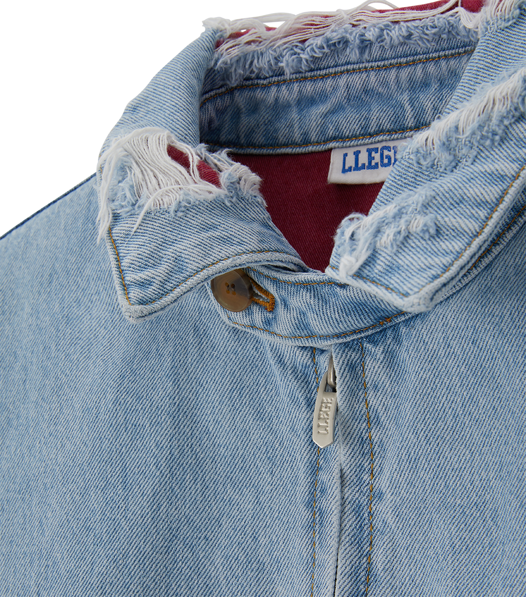 DESTROYED DENIM HARRINGTON