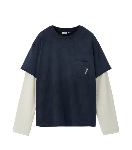 WAFFLE SLEEVE LAYERED T-SHIRT