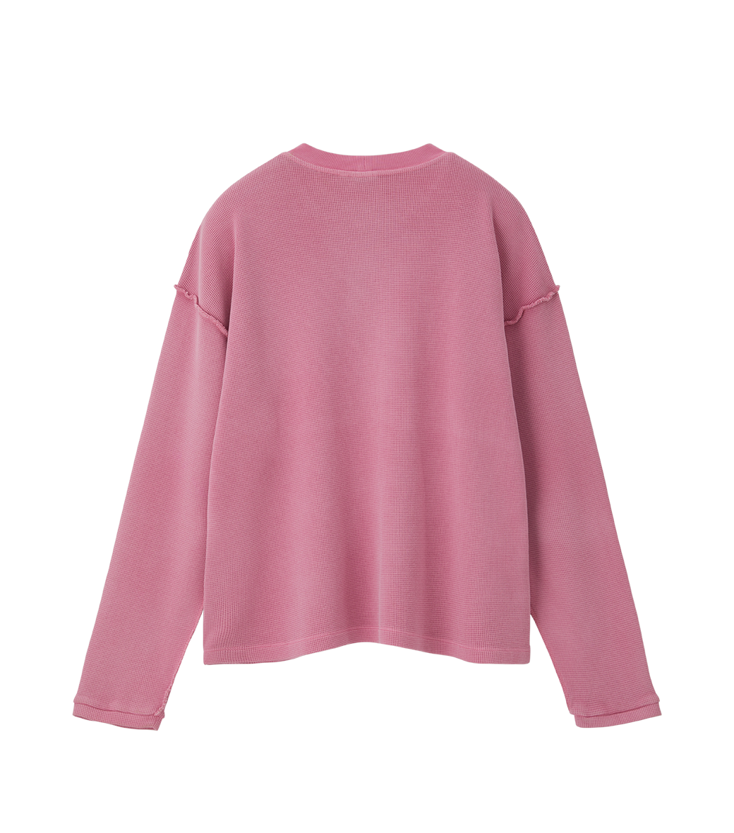 OVERSIZED LLEGE LOGO WAFFLE T-SHIRT