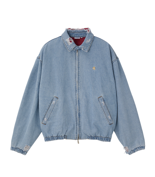 DESTROYED DENIM HARRINGTON