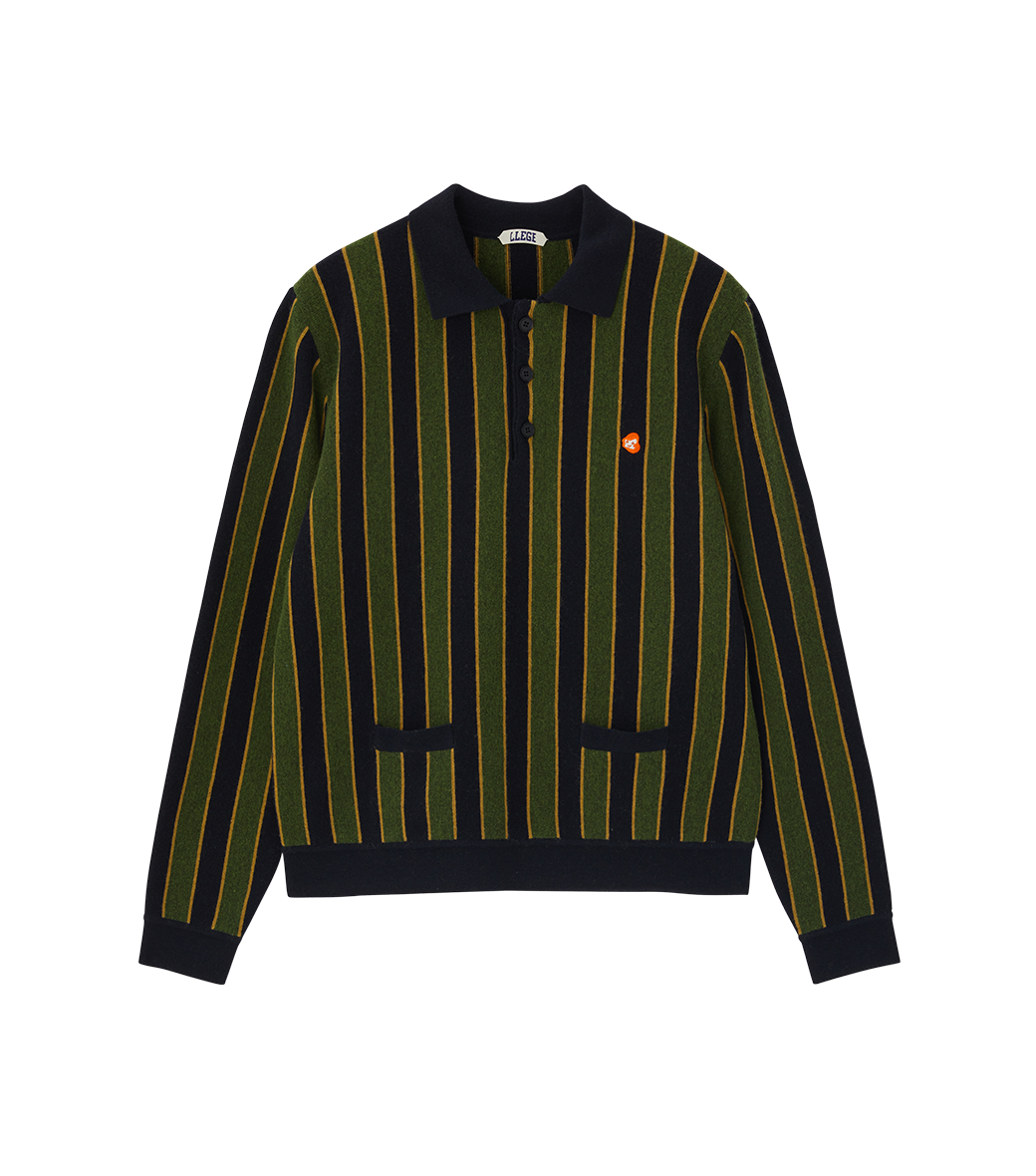 VERTICAL STRIPE POLO KNIT