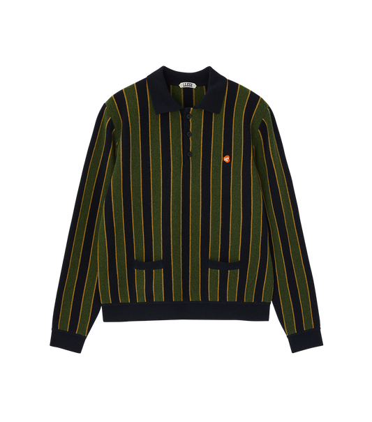 VERTICAL STRIPE POLO KNIT