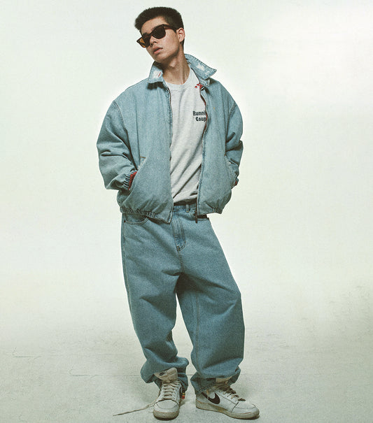 DESTROYED DENIM HARRINGTON