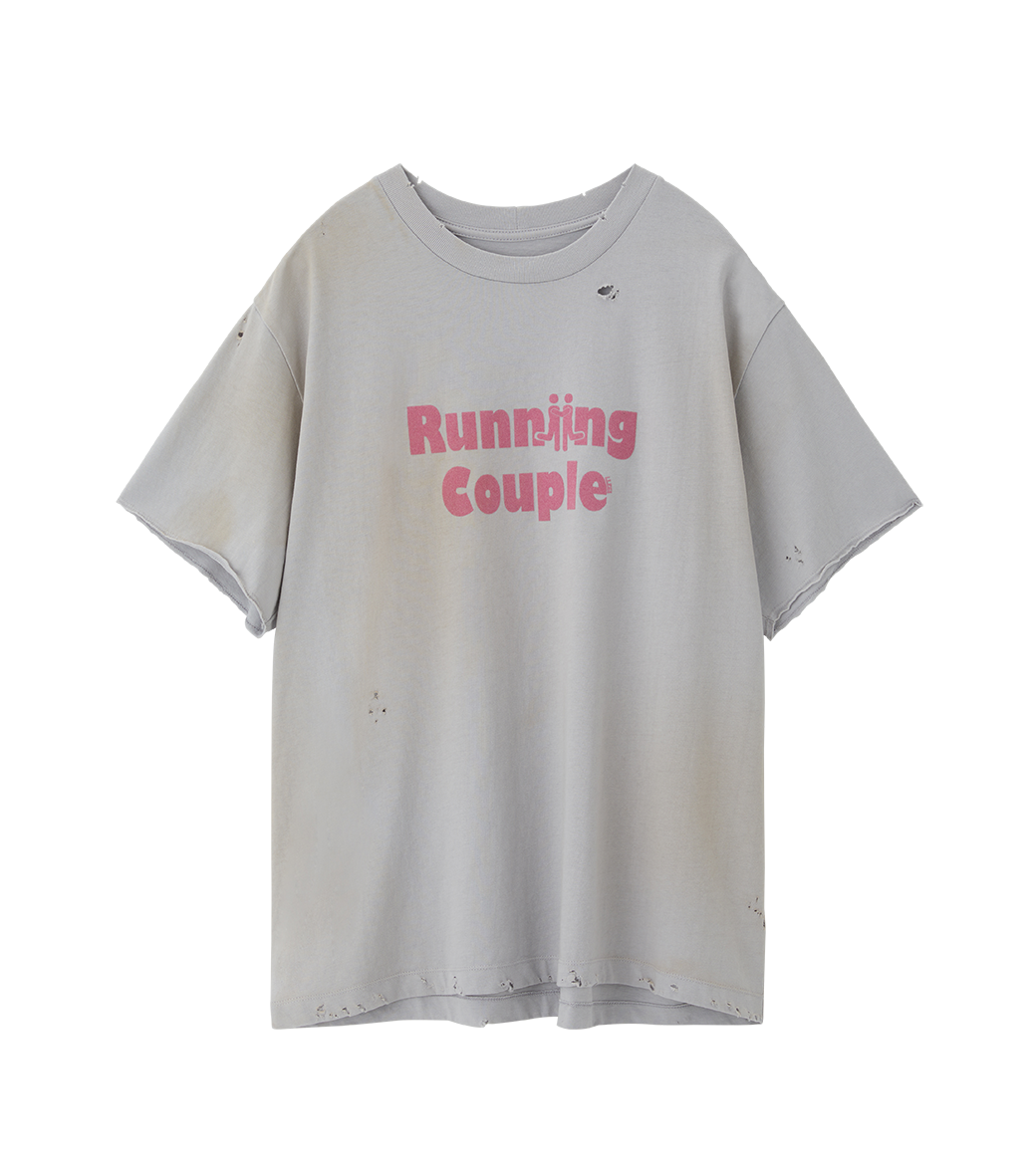 VINTAGE EFFECT RUNNING COUPLE T-SHIRT