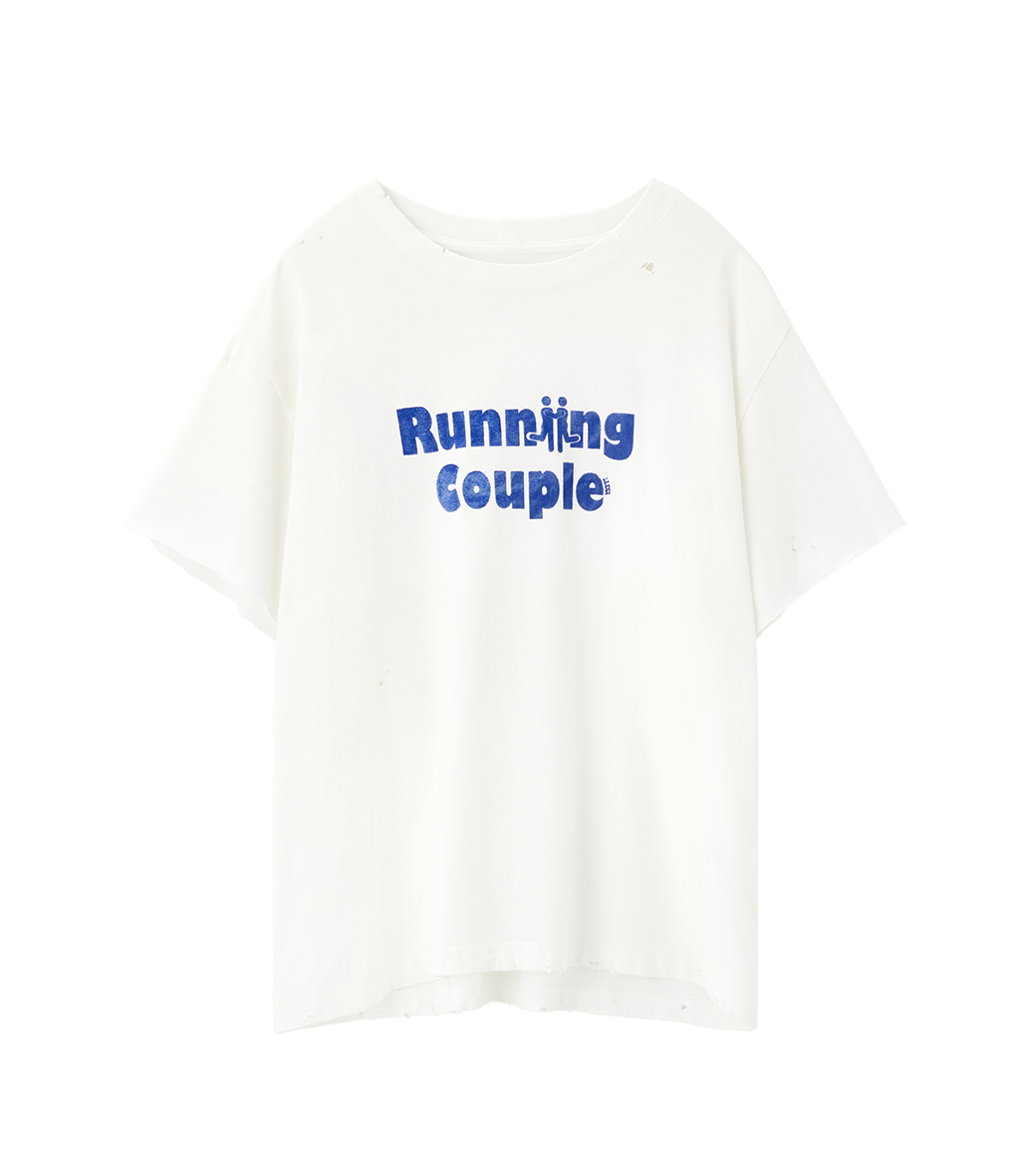VINTAGE EFFECT RUNNING COUPLE T-SHIRT