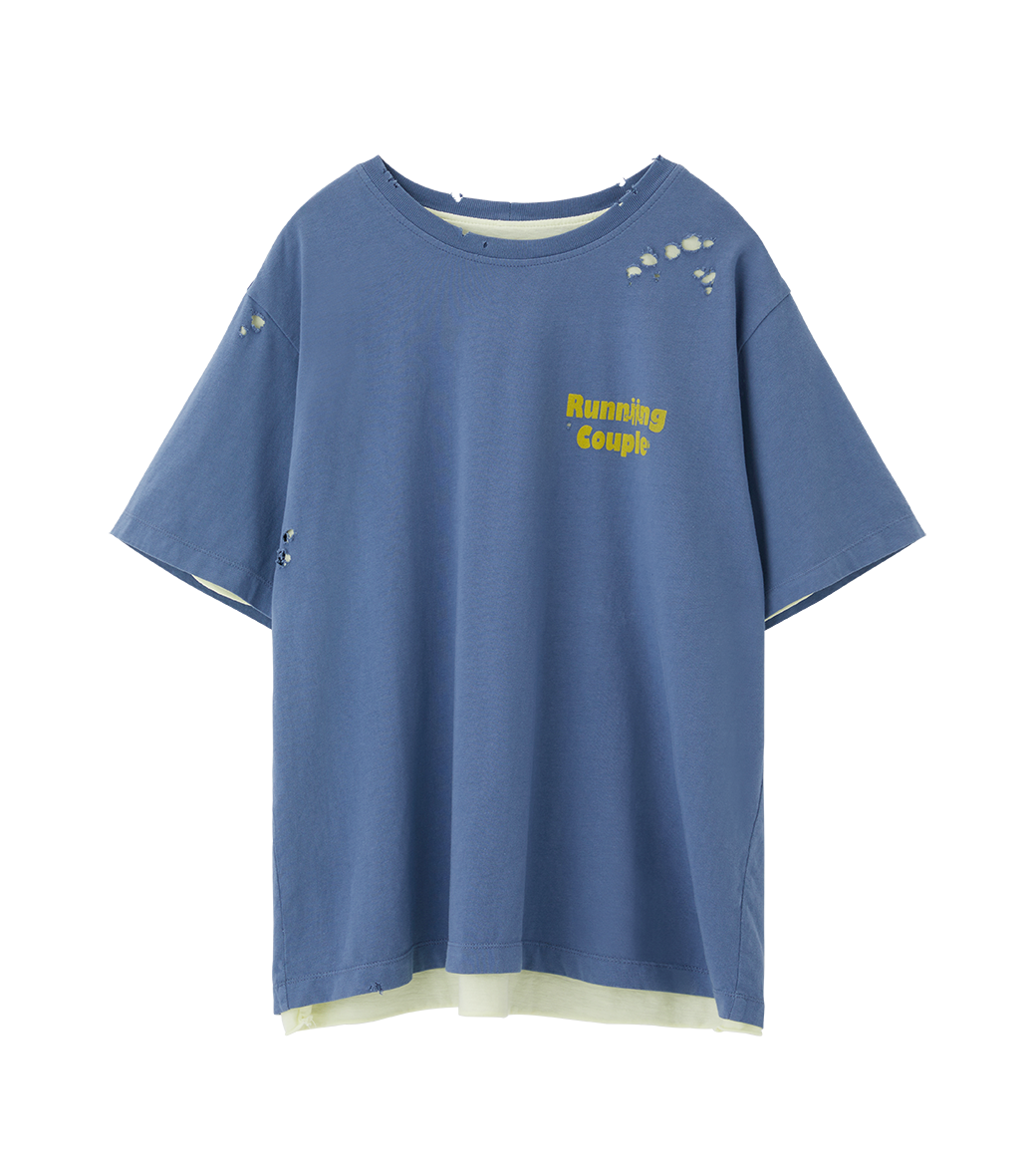 DISTRESSED DETAIL REVERSIBLE T-SHIRT