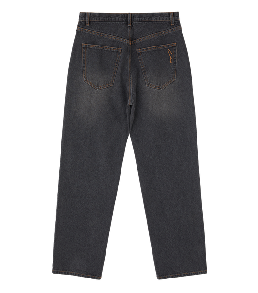 WASHED BLACK TAPERED JEANS