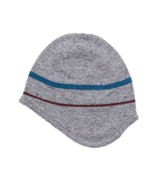 MELANGE STRIPE EARMUFF BEANIE (GREY)
