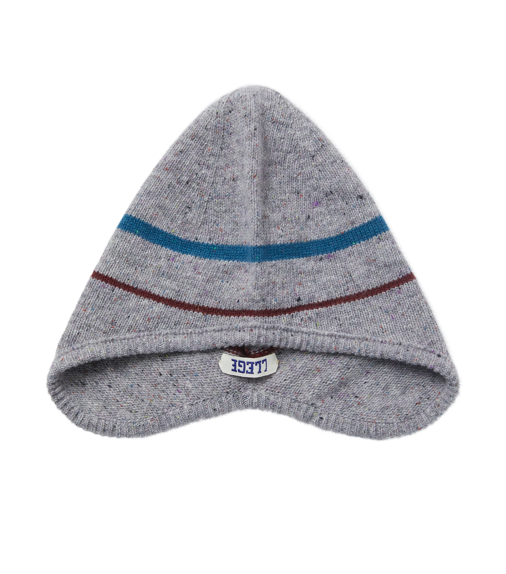 MELANGE STRIPE EARMUFF BEANIE (GREY)