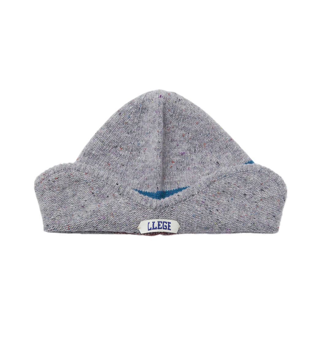 MELANGE STRIPE EARMUFF BEANIE (GREY)
