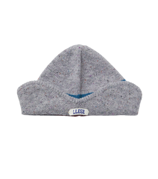 MELANGE STRIPE EARMUFF BEANIE (GREY)