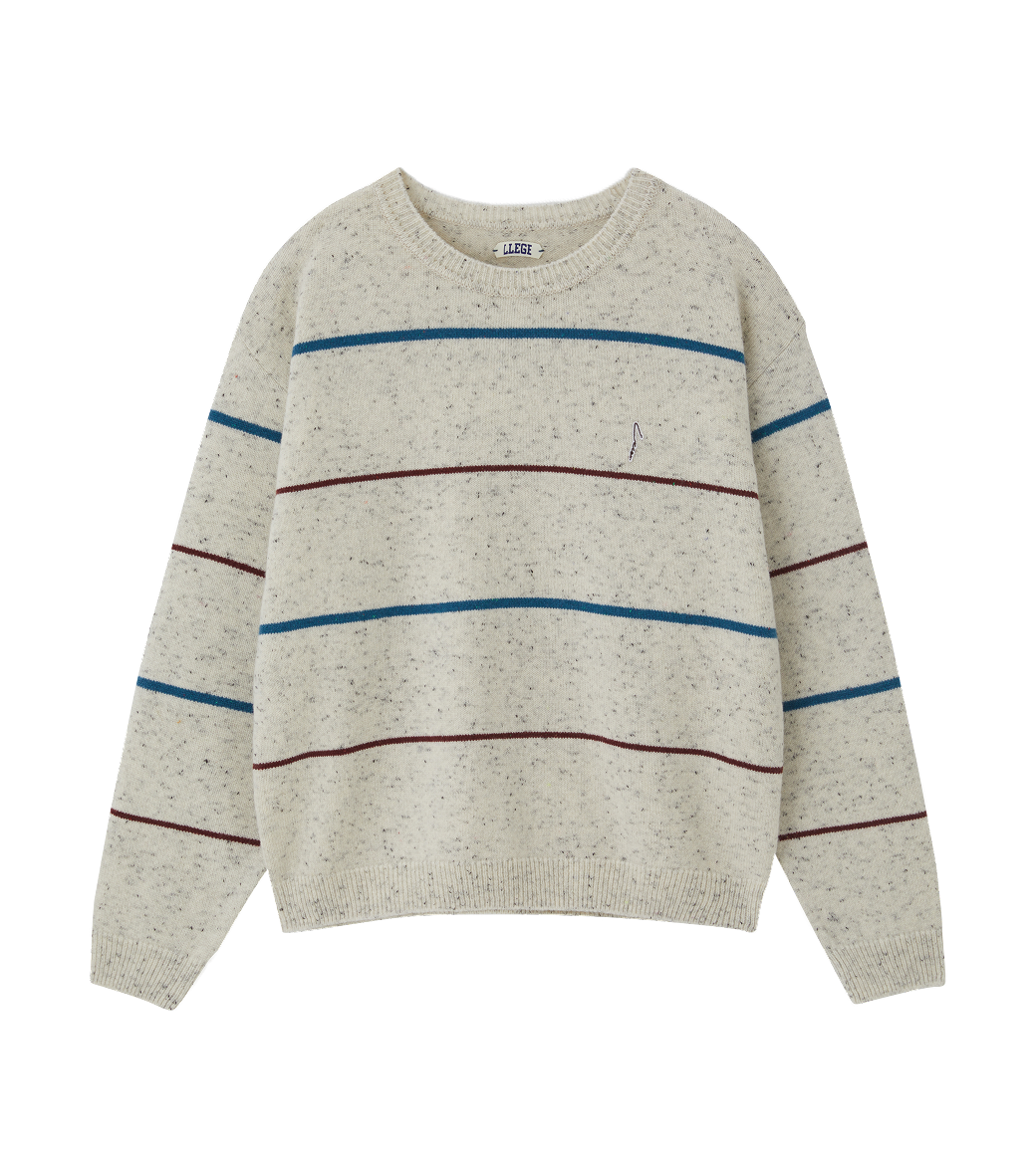 MELANGE STRIPE KNIT SWEATER