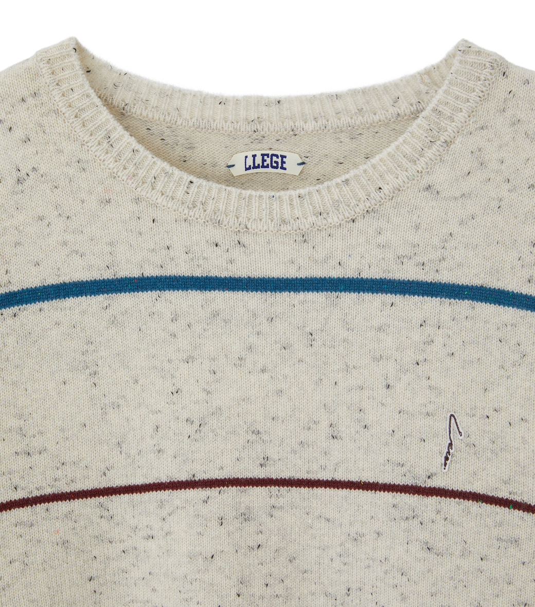 MELANGE STRIPE KNIT SWEATER