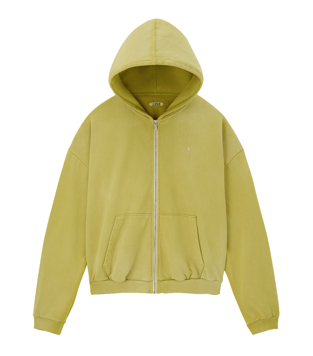 GARMENT DYED OVERSIZED HOODY ZIP-UP