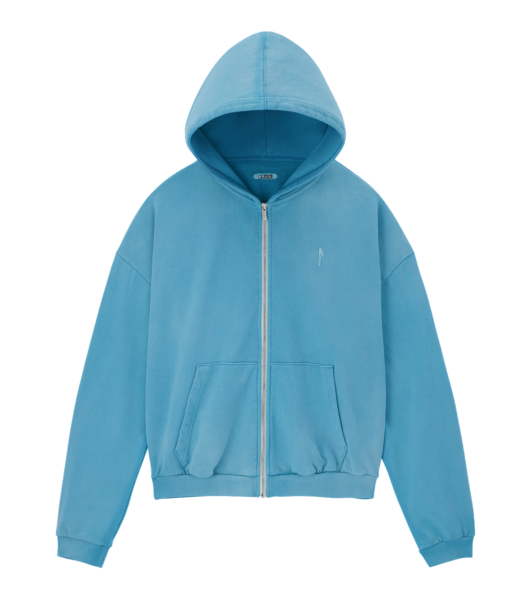 GARMENT DYED OVERSIZED HOODY ZIP-UP