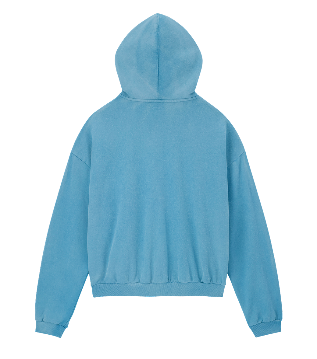 GARMENT DYED OVERSIZED HOODY ZIP-UP