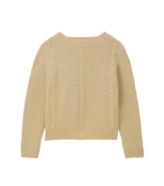 CUBE DETAIL CABLE V-NECK SWEATER