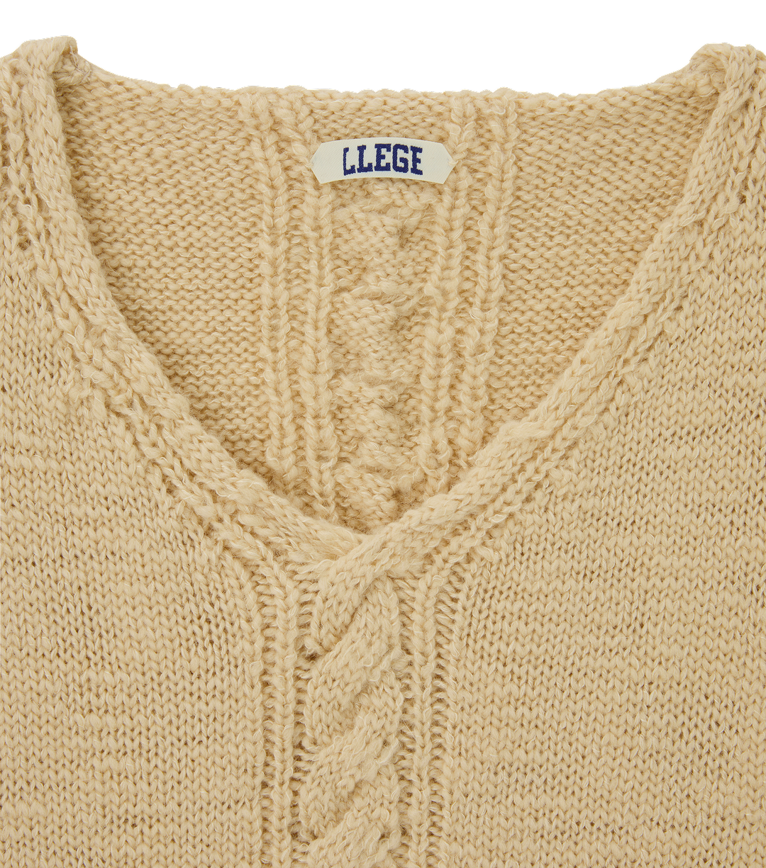 CUBE DETAIL CABLE V-NECK SWEATER