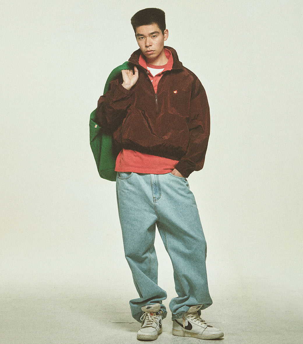JUBANGWOL LOGO NYLON HALF ZIP UP