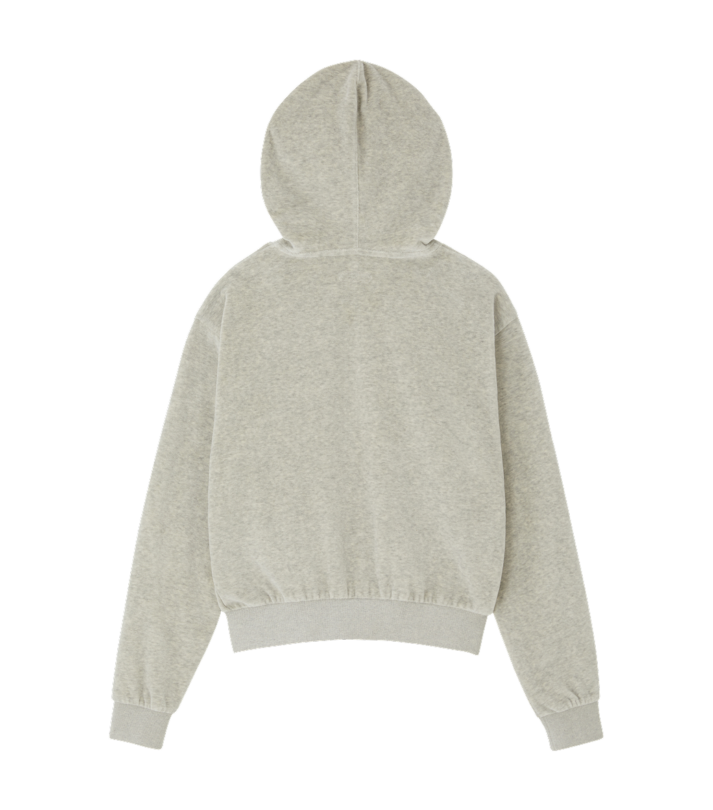 VELOUR CROP HOODY ZIP-UP