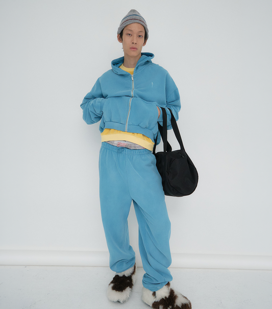 GARMENT DYED OVERSIZED HOODY ZIP-UP
