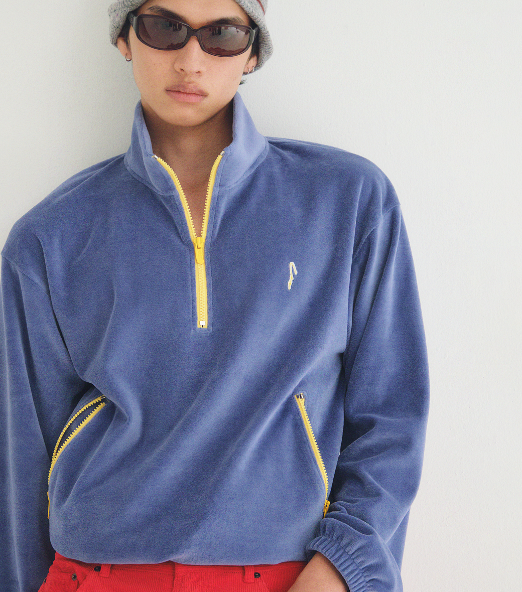 VELOUR HALF-ZIP PULLOVER